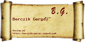 Berczik Gergő névjegykártya